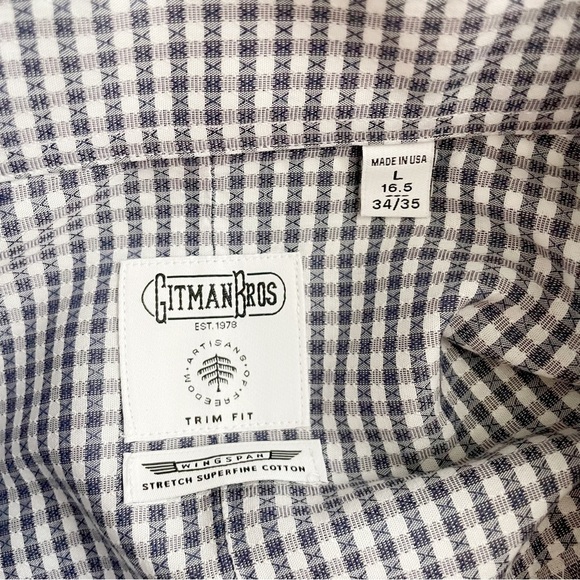 Gitman Bros Allen Edmonds Men’s Check Print Button Dress Shirt Neck 16.5 - Picture 5 of 8